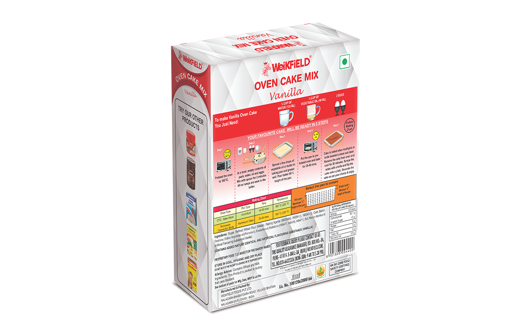 Weikfield Oven Cake Mix Vanilla   Box  225 grams